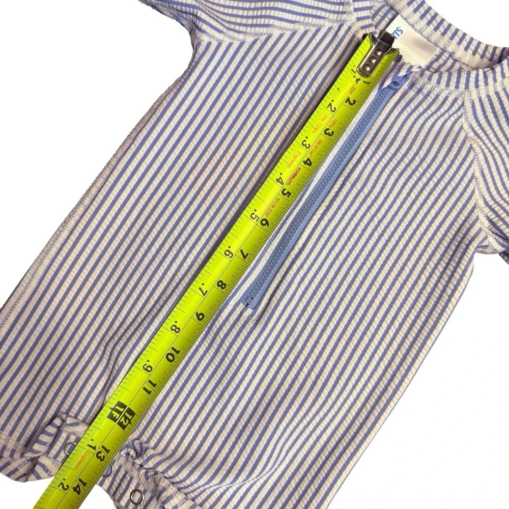 RuggedButts Periwinkle Blue Seersucker One Piece Rash Guard UPF 50+ 6-12M